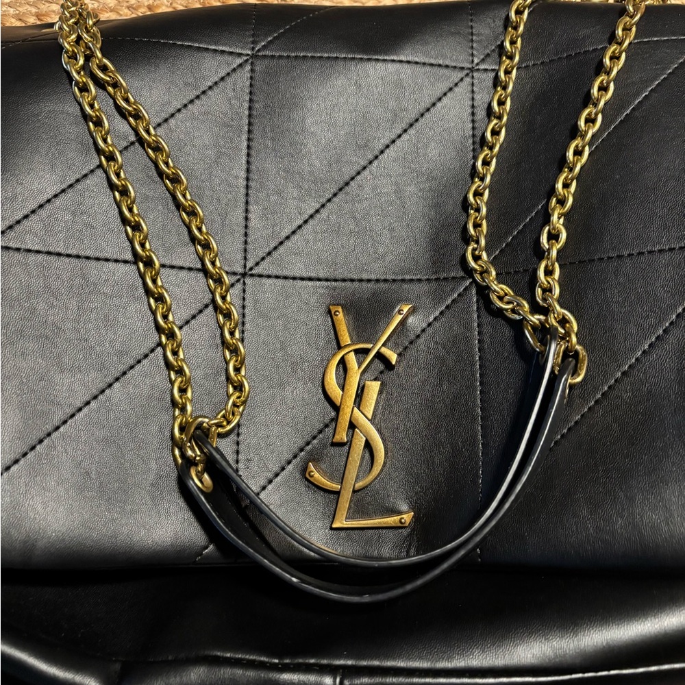 Saint Laurent Black Quilted Leather Shoulder Bag with Gold Chain - Picture 3 of 9